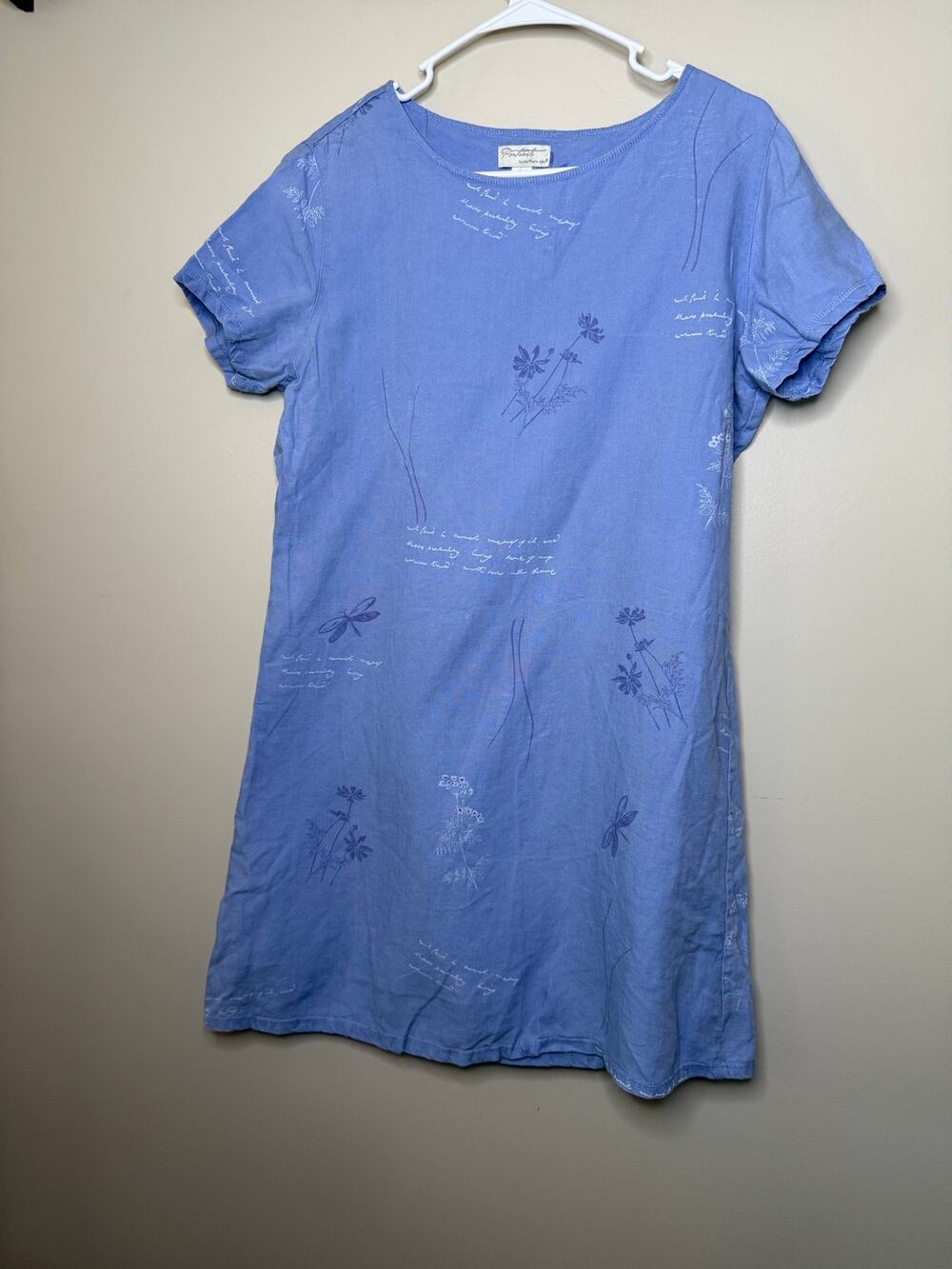 Portrait by Northern Isles 100% Pure Linen Blue Floral Dress Women’s 12